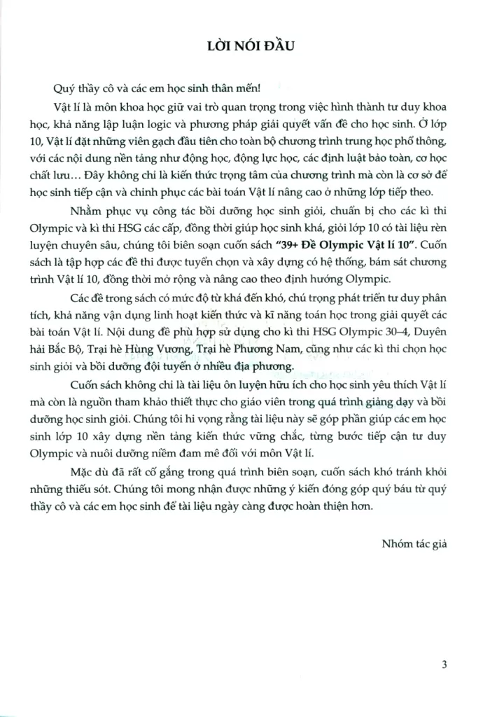 39+ ĐỀ OLYMPIC VẬT LÍ LỚP 10 (Dùng cho kì thi học sinh giỏi Olympic 30/04; Duyên hải Bắc bộ; Trại hè Hùng Vương; Trại hè Phương Nam…)